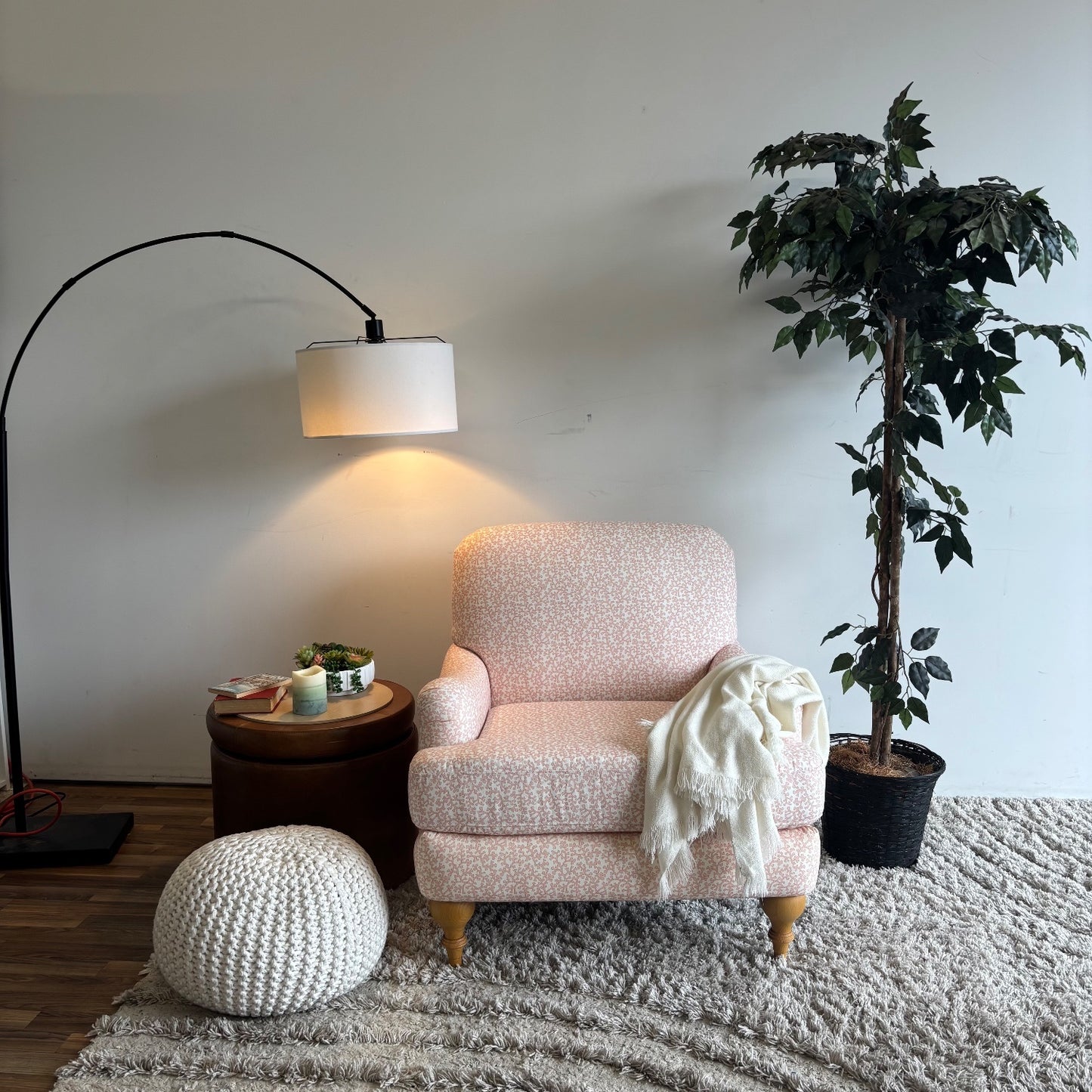 The Inside English Roll Arm Chair in Pink Flamingo Hele Bay