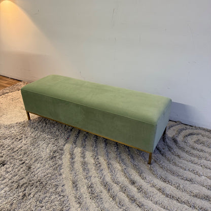 Interior Define Miller Bench In Green Performance Plush Velvet