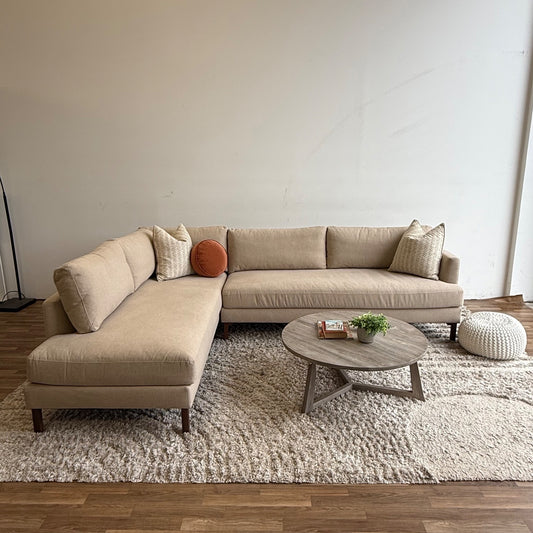 Interior Define Winslow Bumper Chaise Sectional in Beige Linen