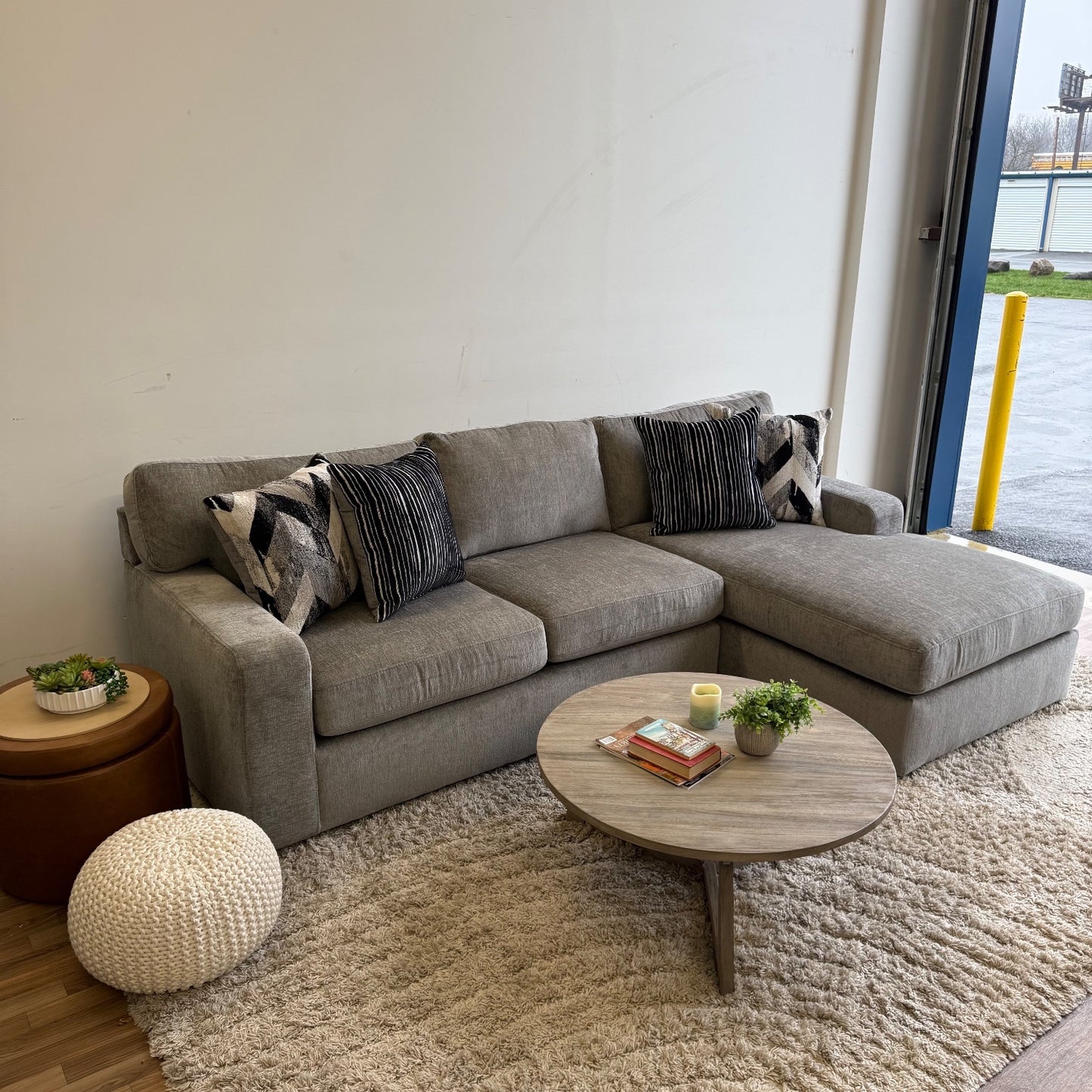 Rowan 2-piece Chaise Sectional in Gray Chenille