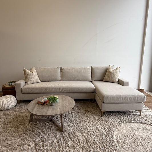 Interior Define Sloan Chaise Sectional in Gray Linen