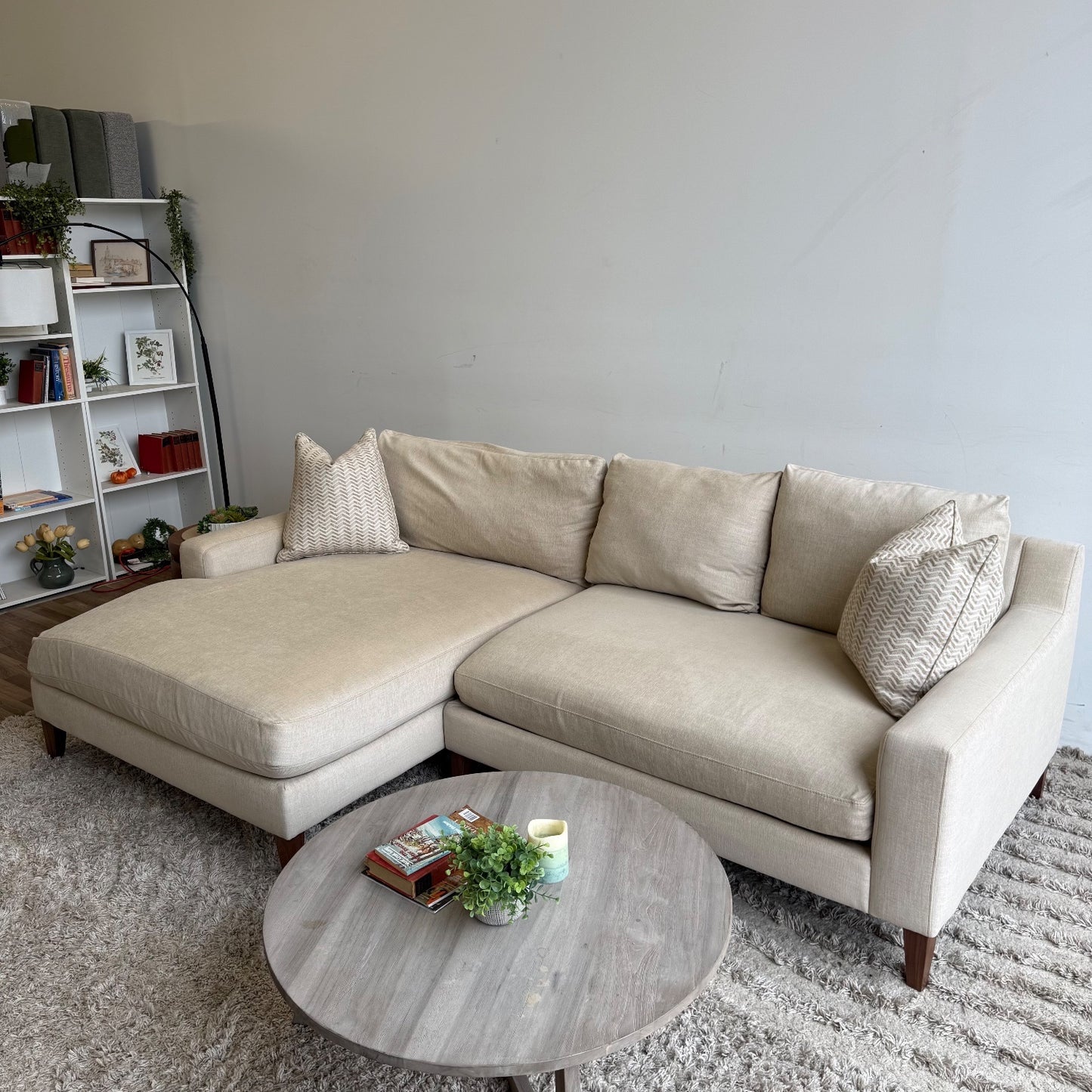 Interior Define Sloan Chaise Sectional in Beige