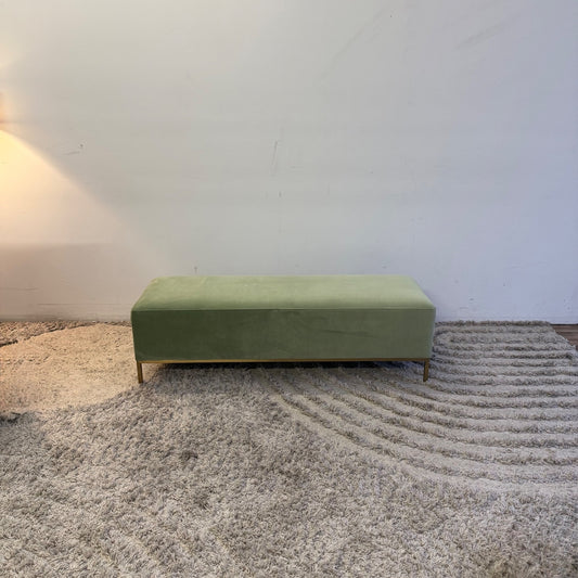 Interior Define Miller Bench In Green Performance Plush Velvet