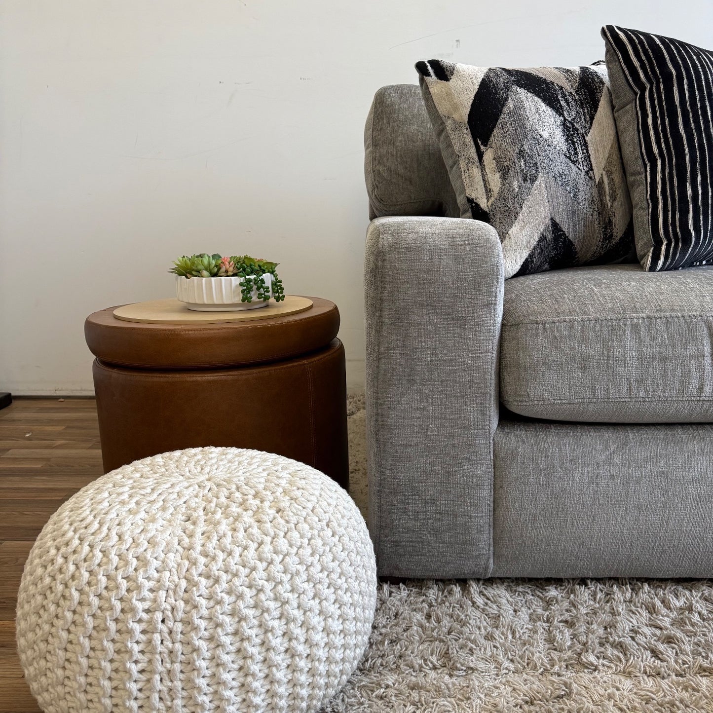 Rowan 2-piece Chaise Sectional in Gray Chenille