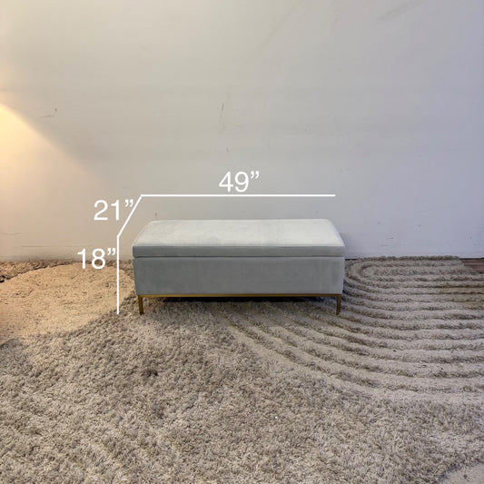 Interior Define Miller Storage Bench in Blue Performance Velvet