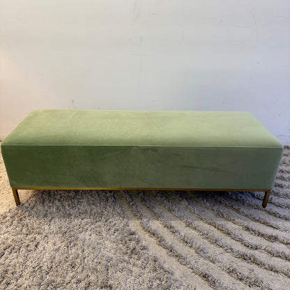 Interior Define Miller Bench In Green Performance Plush Velvet