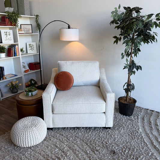 Lindsay Accent Chair in Dove Cream Colored Fabric
