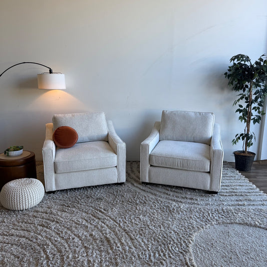 Lindsay Accent Chairs Set in Dove Cream Colored Fabric