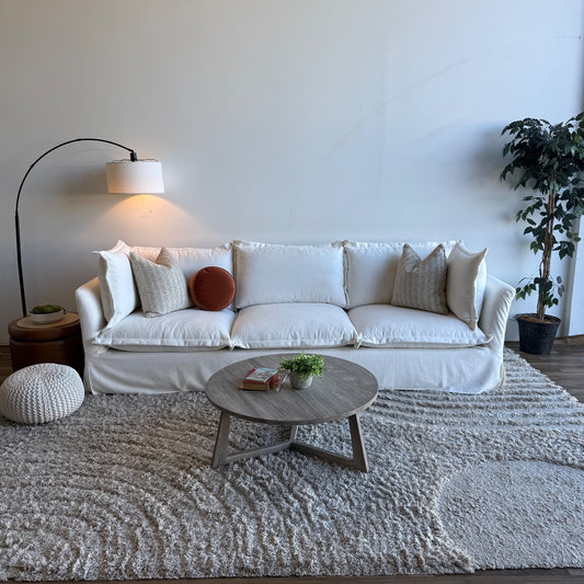 Interior Define Skylar Slipcovered 3-seat Sofa in White Linen