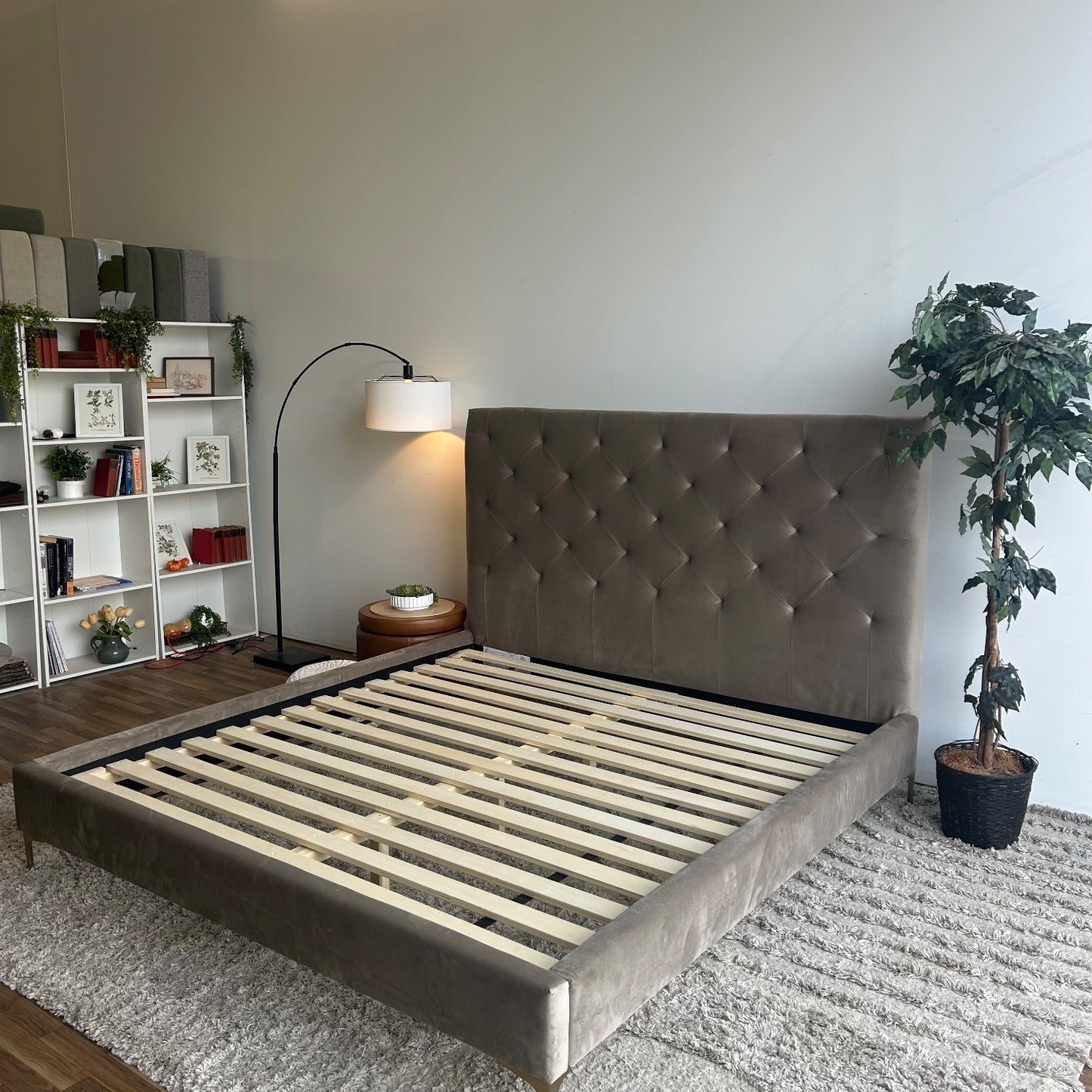 Interior Define Lowen King Bed In Brown Performance Plush Velvet