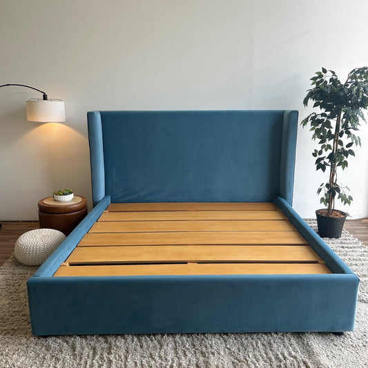 Interior Define Graham Bed In Blue Performance Plush Velvet