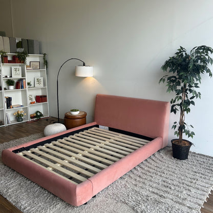 Interior Define Kaleb Queen Bed In Pink Performance Plush Velvet