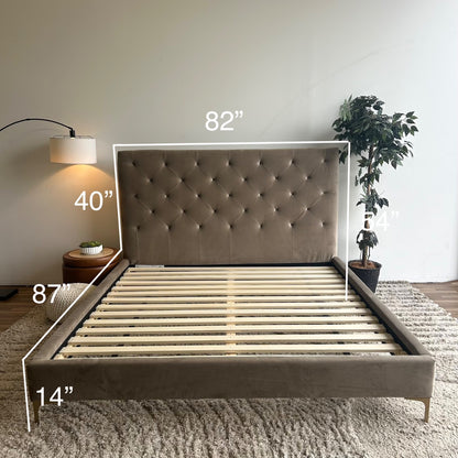 Interior Define Lowen King Bed In Brown Performance Plush Velvet