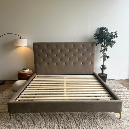 Interior Define Lowen King Bed In Brown Performance Plush Velvet