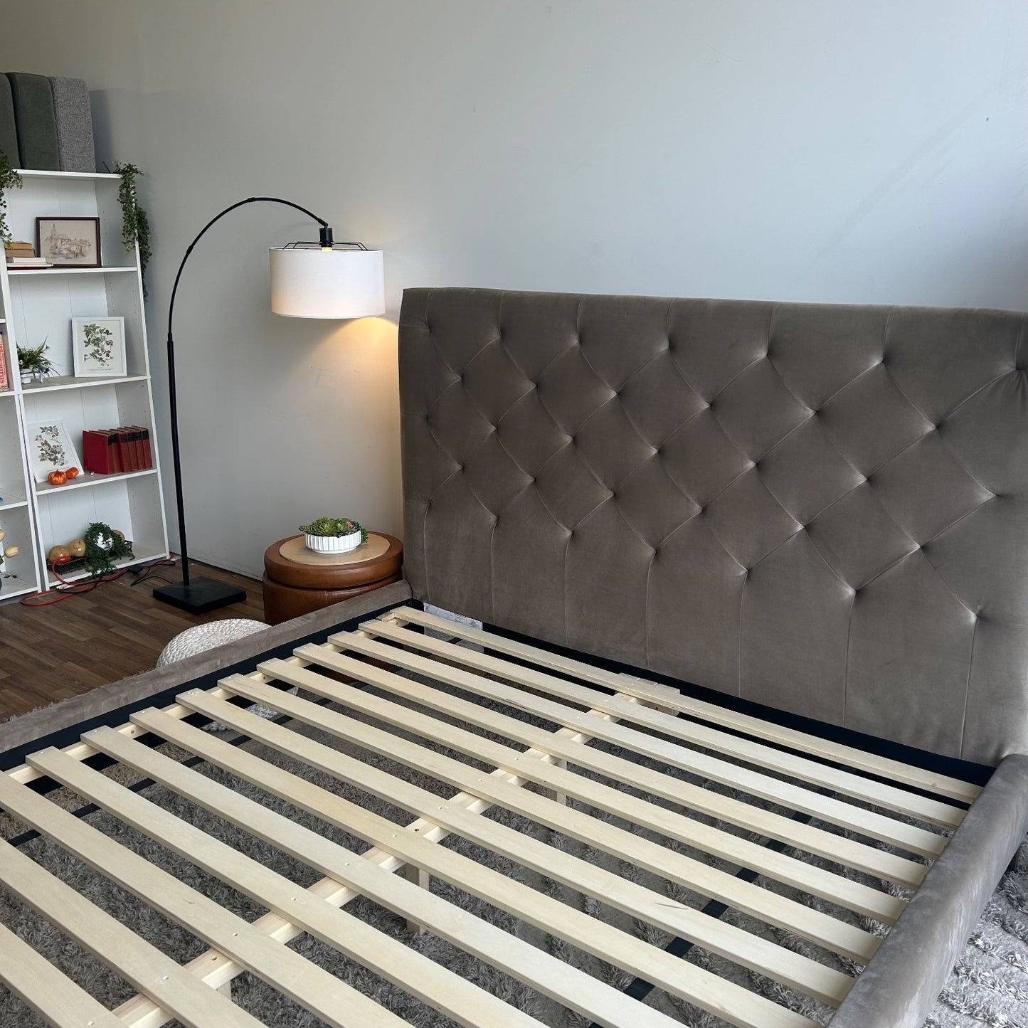 Interior Define Lowen King Bed In Brown Performance Plush Velvet