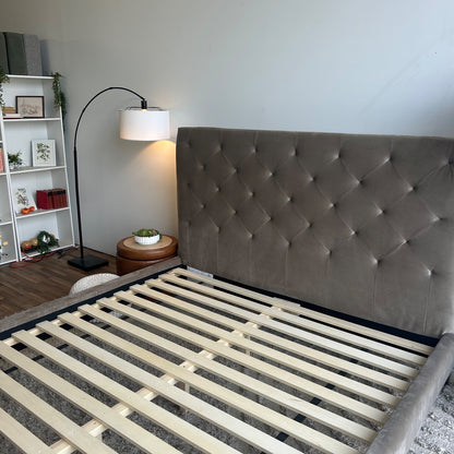 Interior Define Lowen King Bed In Brown Performance Plush Velvet