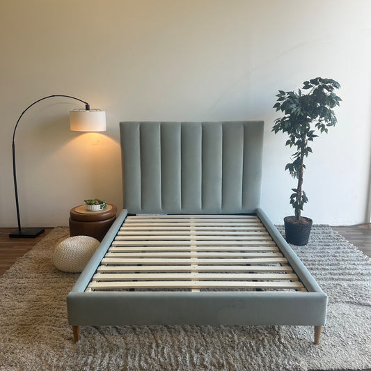 Interior Define Lowen Bed In Light Blue Performance Plush Velvet