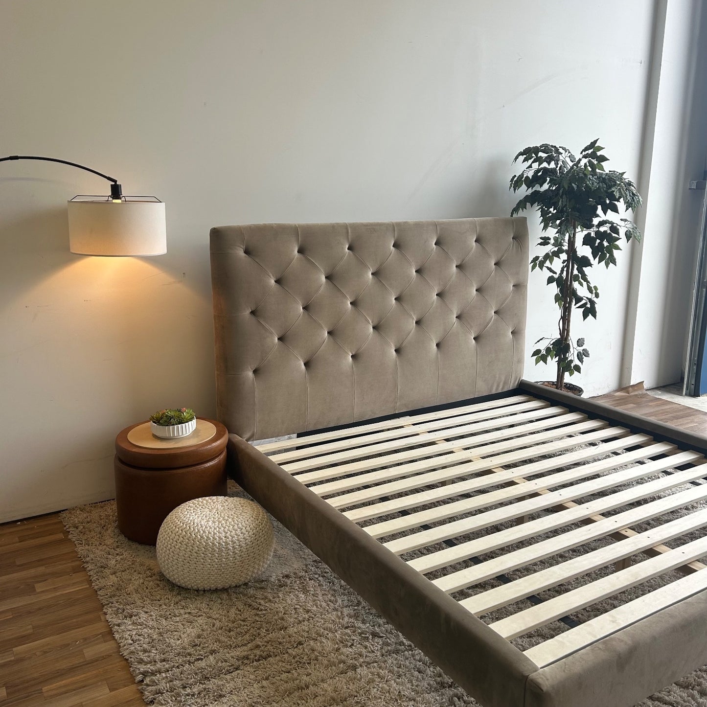 Interior Define Lowen King Bed In Brown Performance Plush Velvet