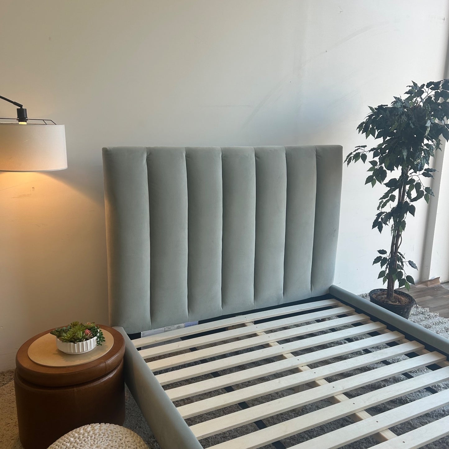 Interior Define Lowen Bed In Light Blue Performance Plush Velvet