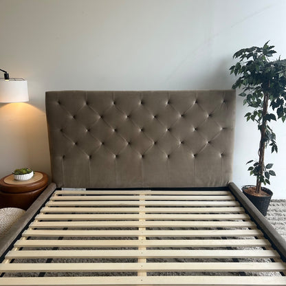 Interior Define Lowen King Bed In Brown Performance Plush Velvet