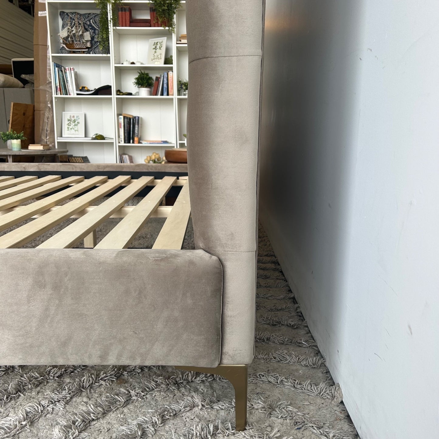 Interior Define Lowen King Bed In Brown Performance Plush Velvet