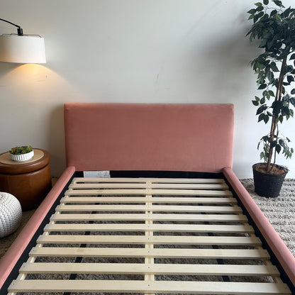 Interior Define Kaleb Queen Bed In Pink Performance Plush Velvet