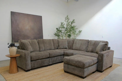 Atlas Modular Corner Sectional + Ottoman in Brown Chenille