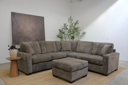 Atlas Modular Corner Sectional + Ottoman in Brown Chenille