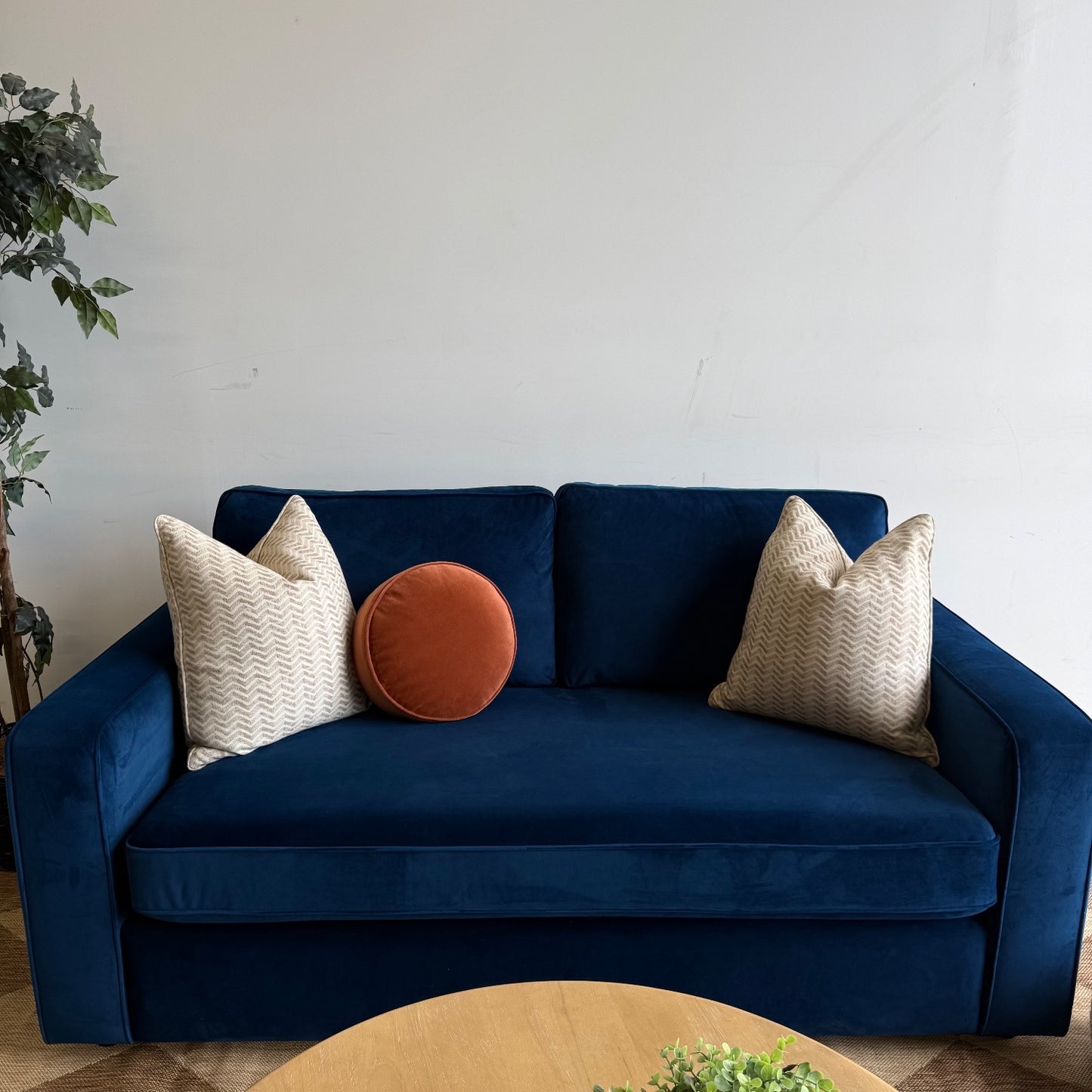 Interior Define James Loveseat in Blue Performance Velvet