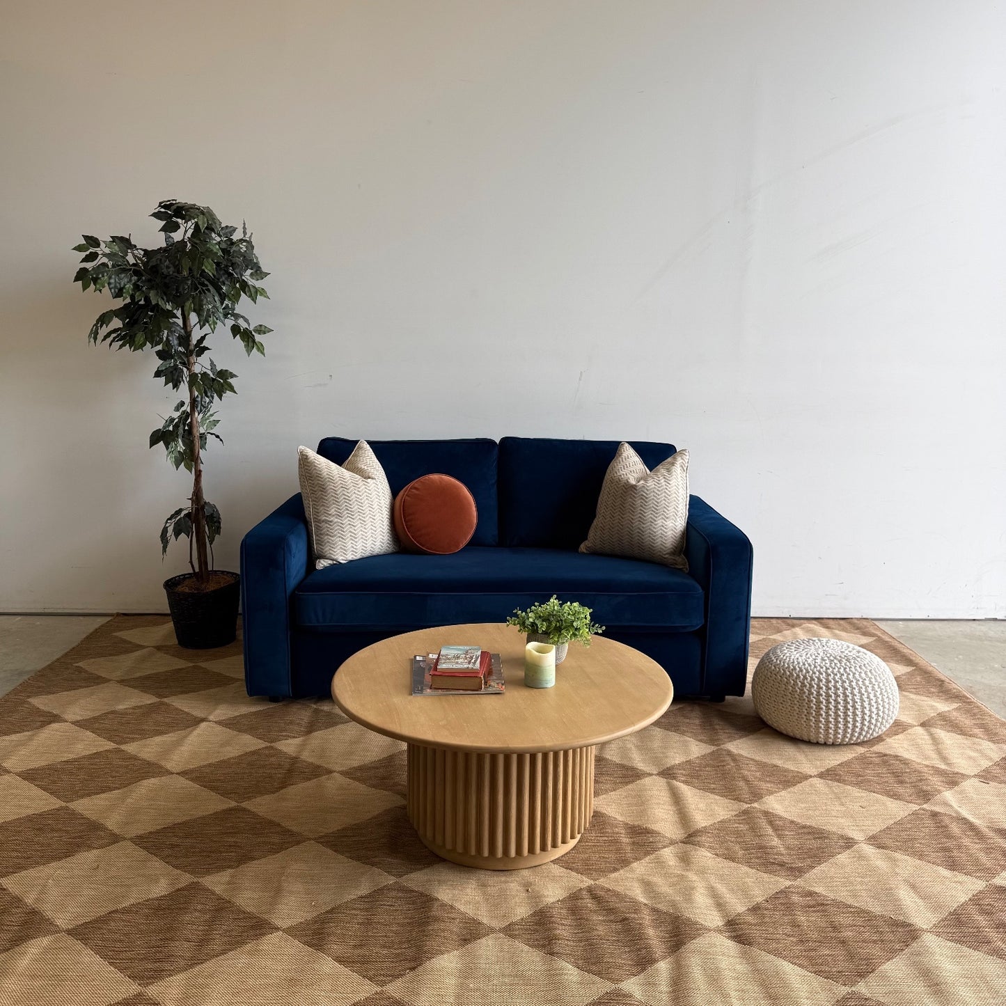 Interior Define James Loveseat in Blue Performance Velvet