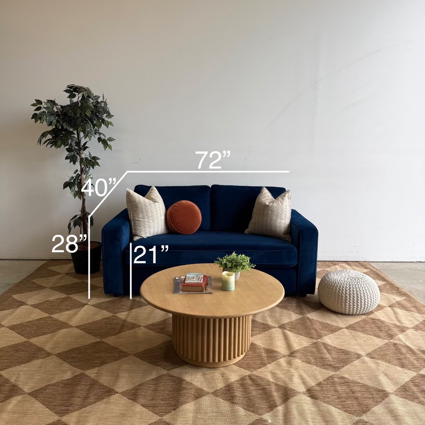 Interior Define James Loveseat in Blue Performance Velvet