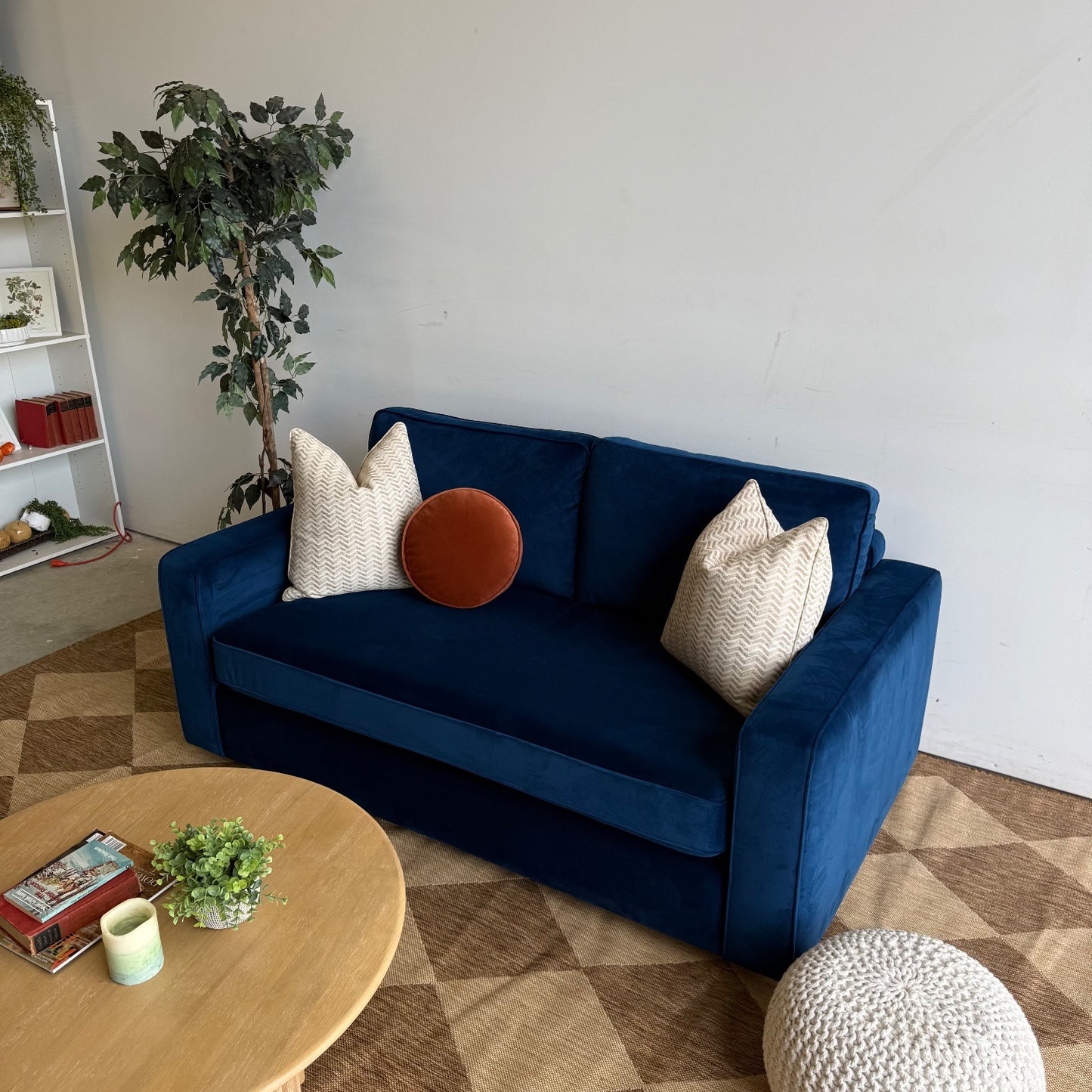 Interior Define James Loveseat in Blue Performance Velvet