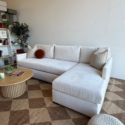 Interior Define Scarlett Chaise Sectional in Cream Performance Vintage Velvet