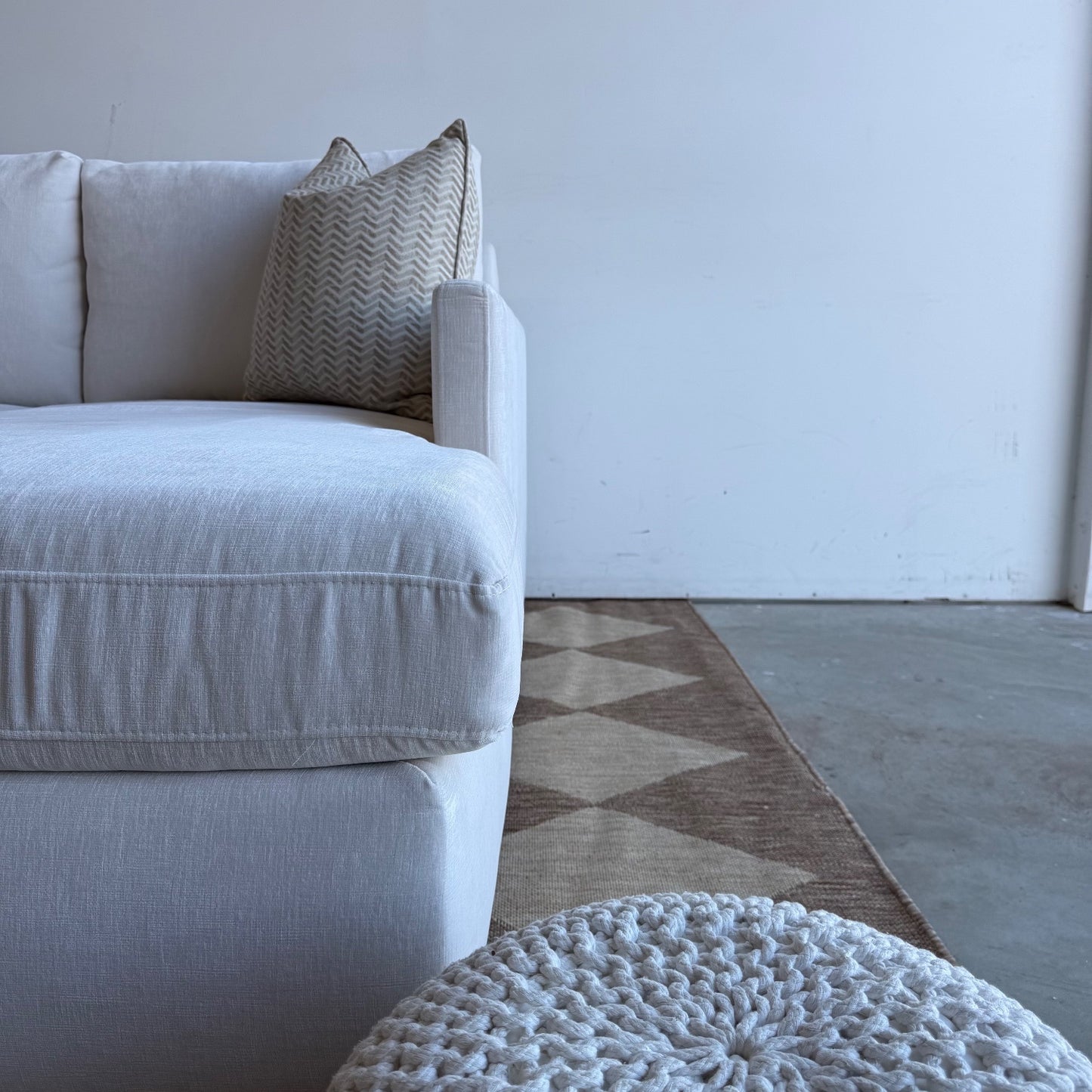 Interior Define Scarlett Chaise Sectional in Cream Performance Vintage Velvet