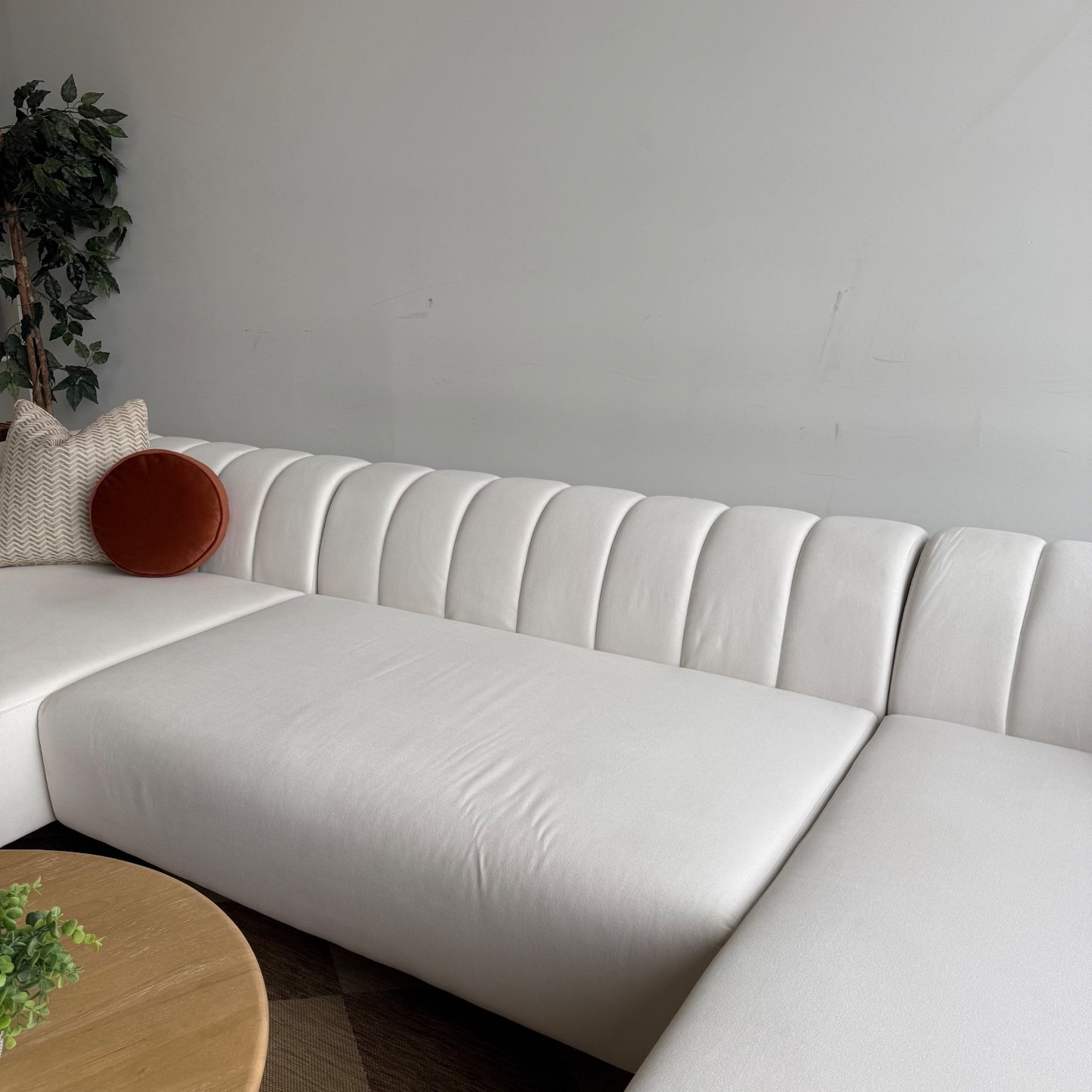 Interior Define Lowen Double Chaise Sectional in White Performance Fabric