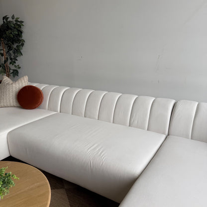 Interior Define Lowen Double Chaise Sectional in White Performance Fabric