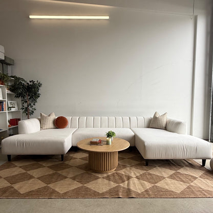 Interior Define Lowen Double Chaise Sectional in White Performance Fabric