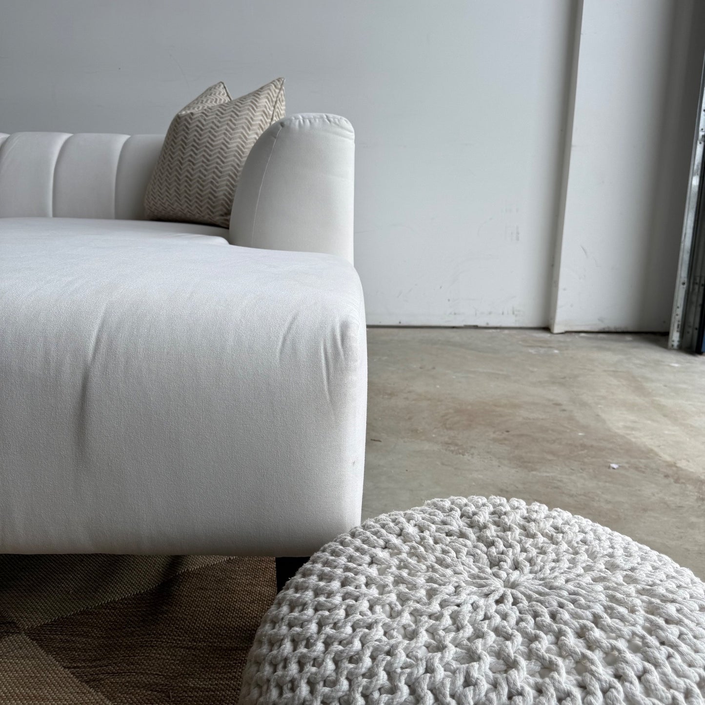 Interior Define Lowen Double Chaise Sectional in White Performance Fabric