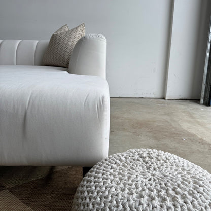 Interior Define Lowen Double Chaise Sectional in White Performance Fabric