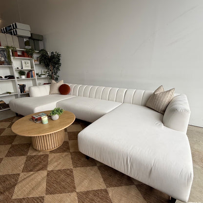 Interior Define Lowen Double Chaise Sectional in White Performance Fabric