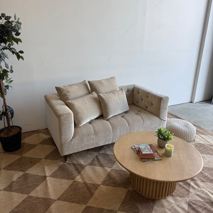 Interior Define Ms. Chesterfield Loveseat in Beige Performance Vintage Velvet