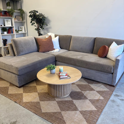 Interior Define Scarlett 3pc Sectional Couch in Brown Performance Velvet