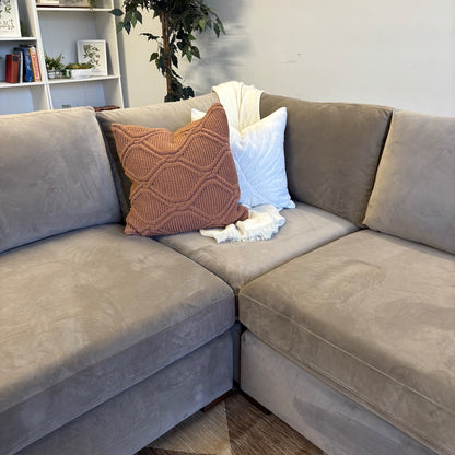 Interior Define Scarlett 3pc Sectional Couch in Brown Performance Velvet