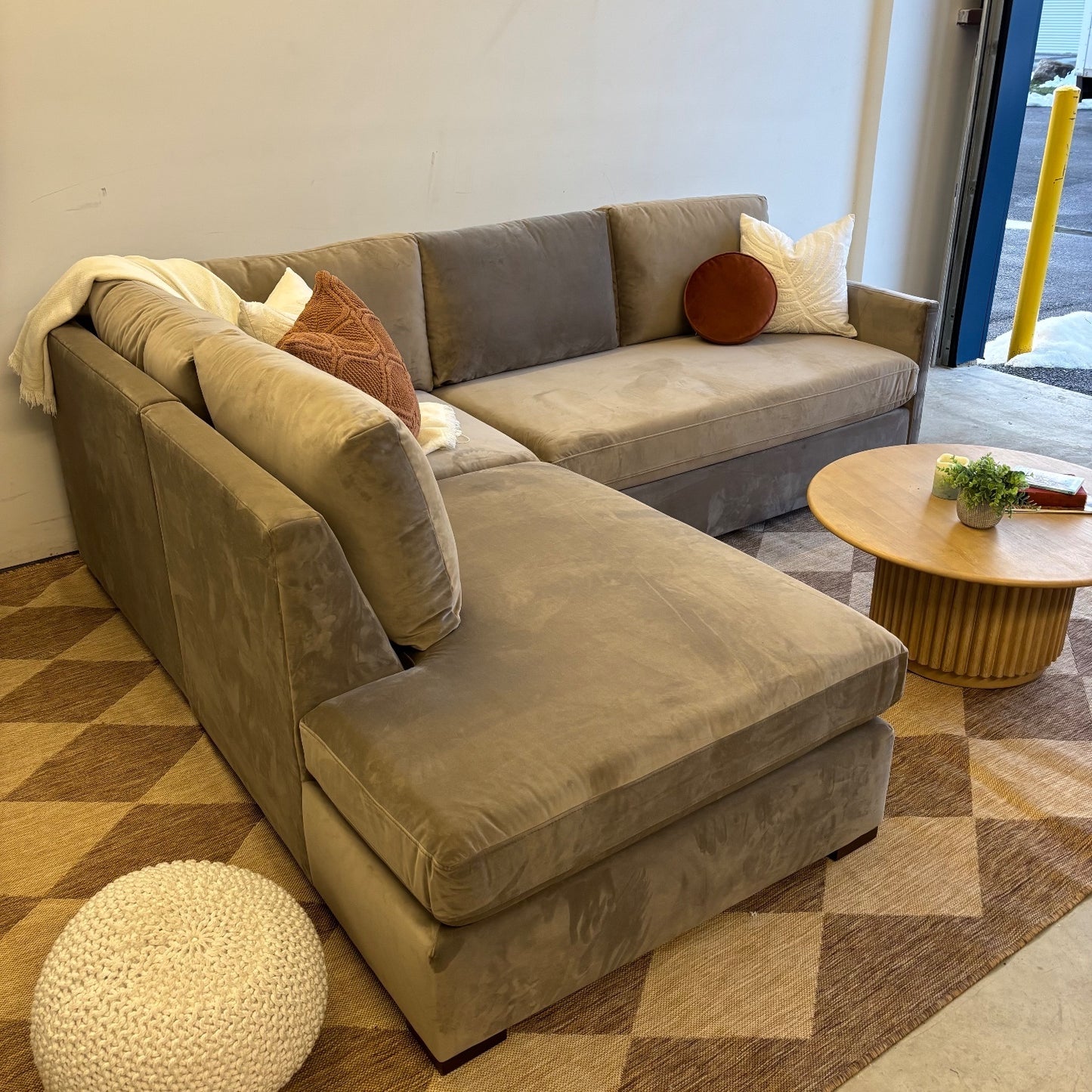 Interior Define Scarlett 3pc Sectional Couch in Brown Performance Velvet