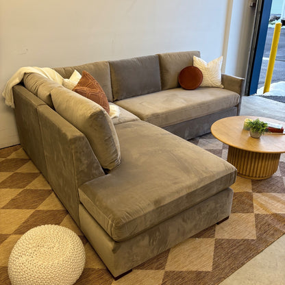 Interior Define Scarlett 3pc Sectional Couch in Brown Performance Velvet