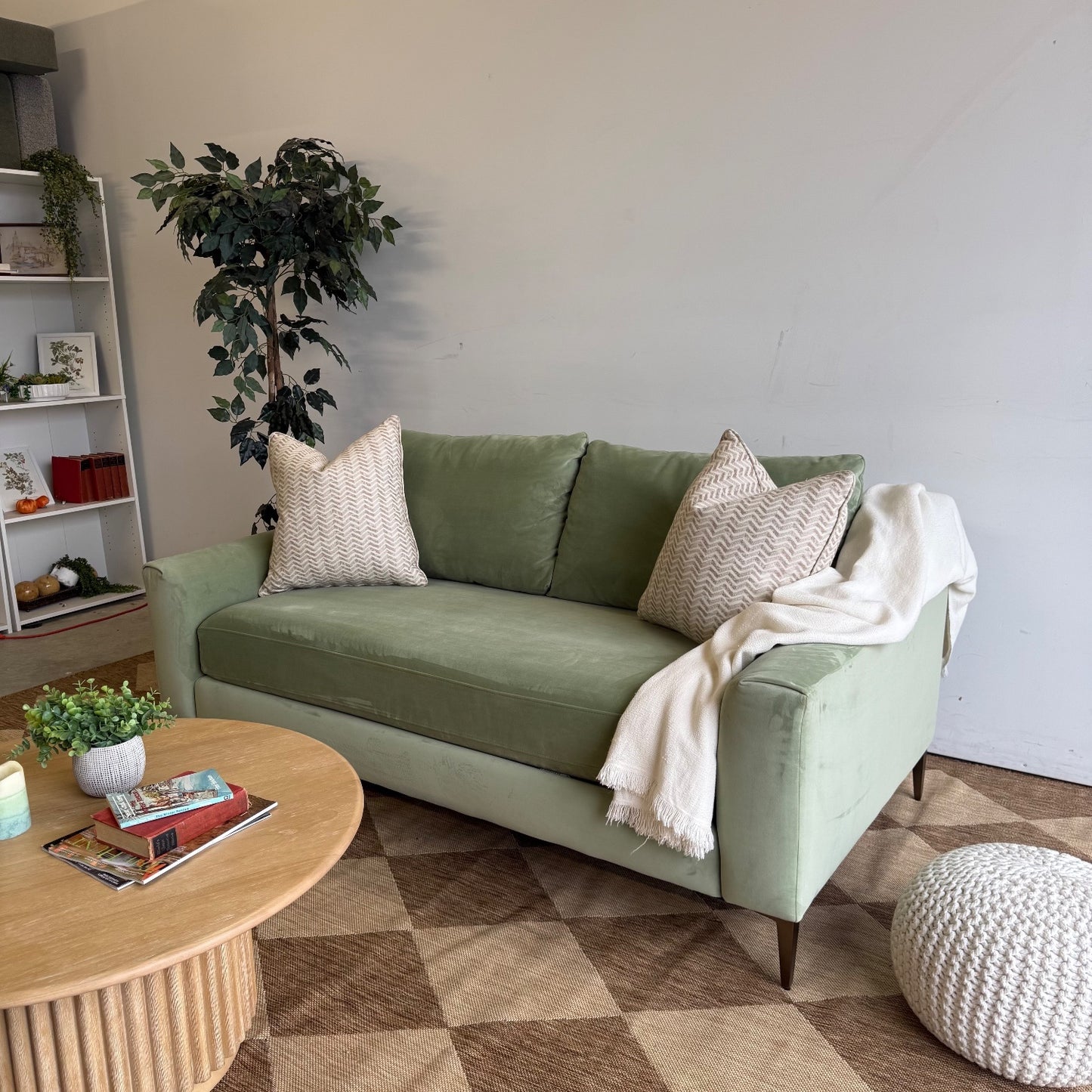 Interior Define Saylor Slope Arm Loveseat in Green Performance Velvet