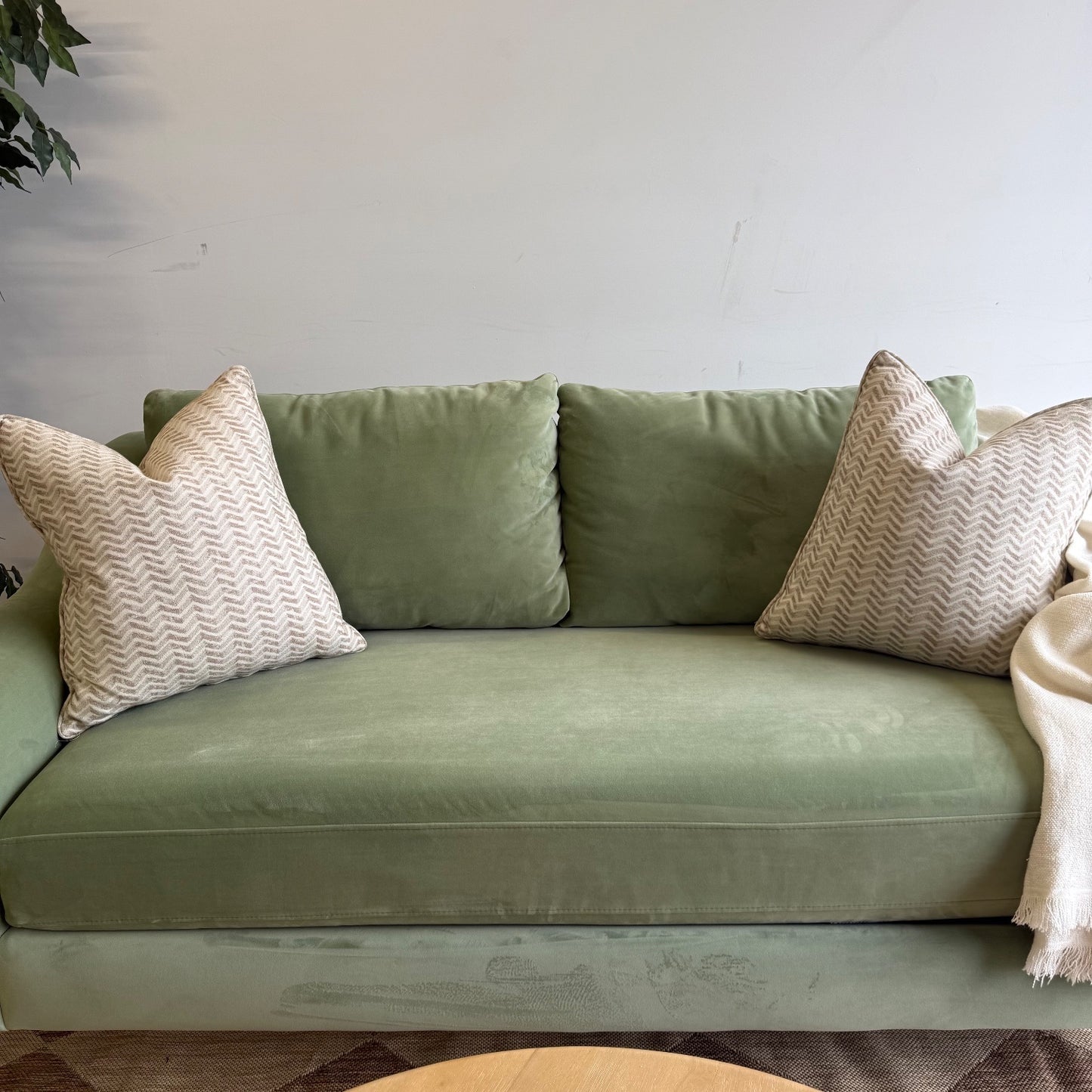 Interior Define Saylor Slope Arm Loveseat in Green Performance Velvet