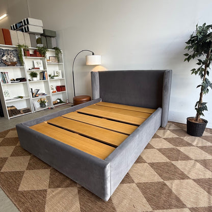 Interior Define Queen Graham Bed in Grey Performance Velvet
