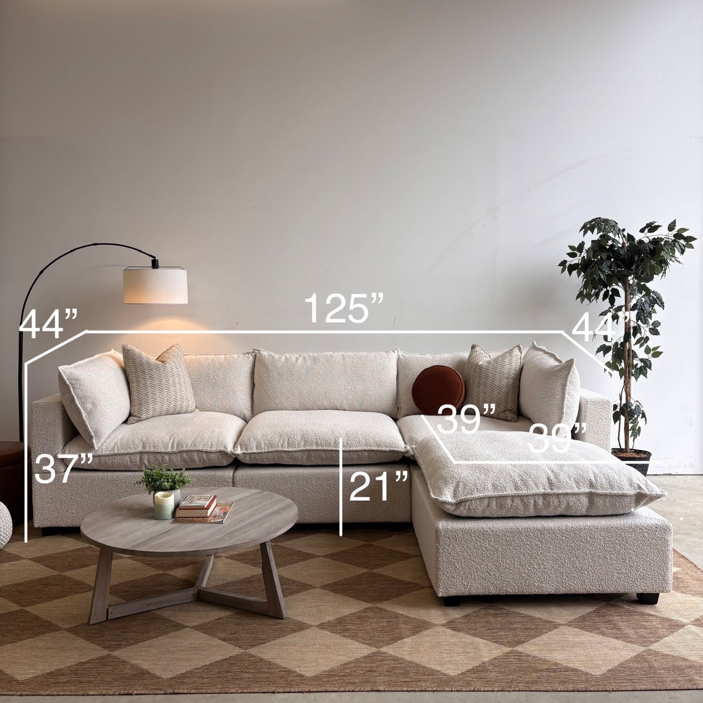 Bellamia Luna Sofa + Ottoman in Cream Performance Boucle(Floor Model)