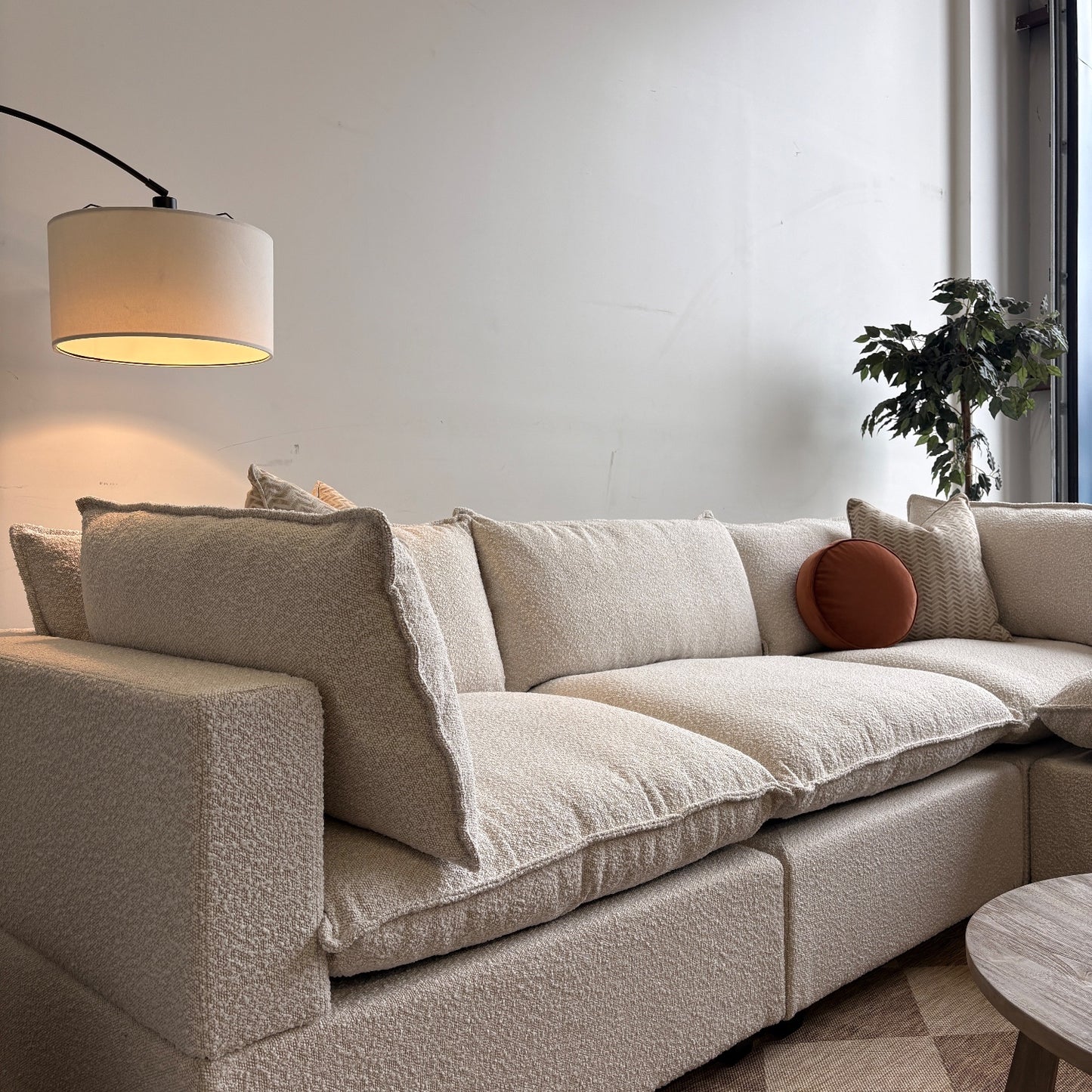 Bellamia Luna Sofa + Ottoman in Cream Performance Boucle(Floor Model)